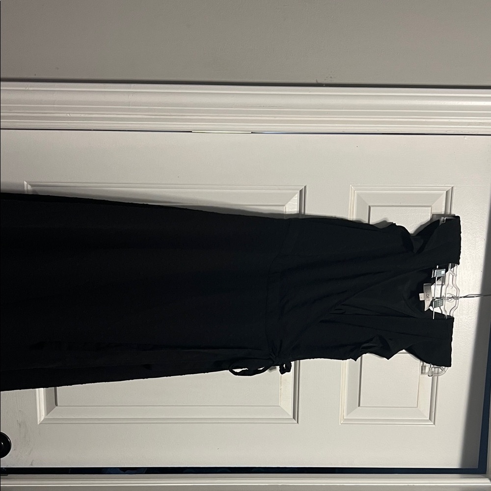 LOFT Black Midi Wrap Dress